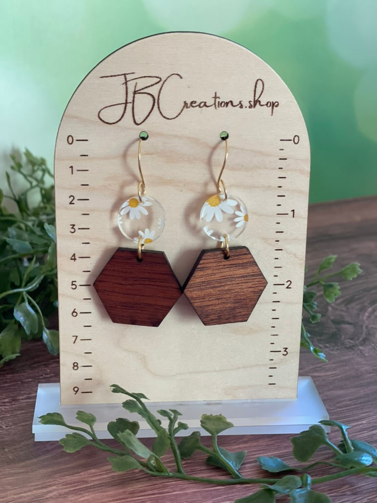 Geometric Daisy Earrings