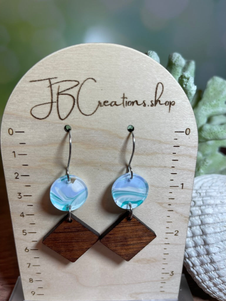 Seafoam and Geometric Earrings
