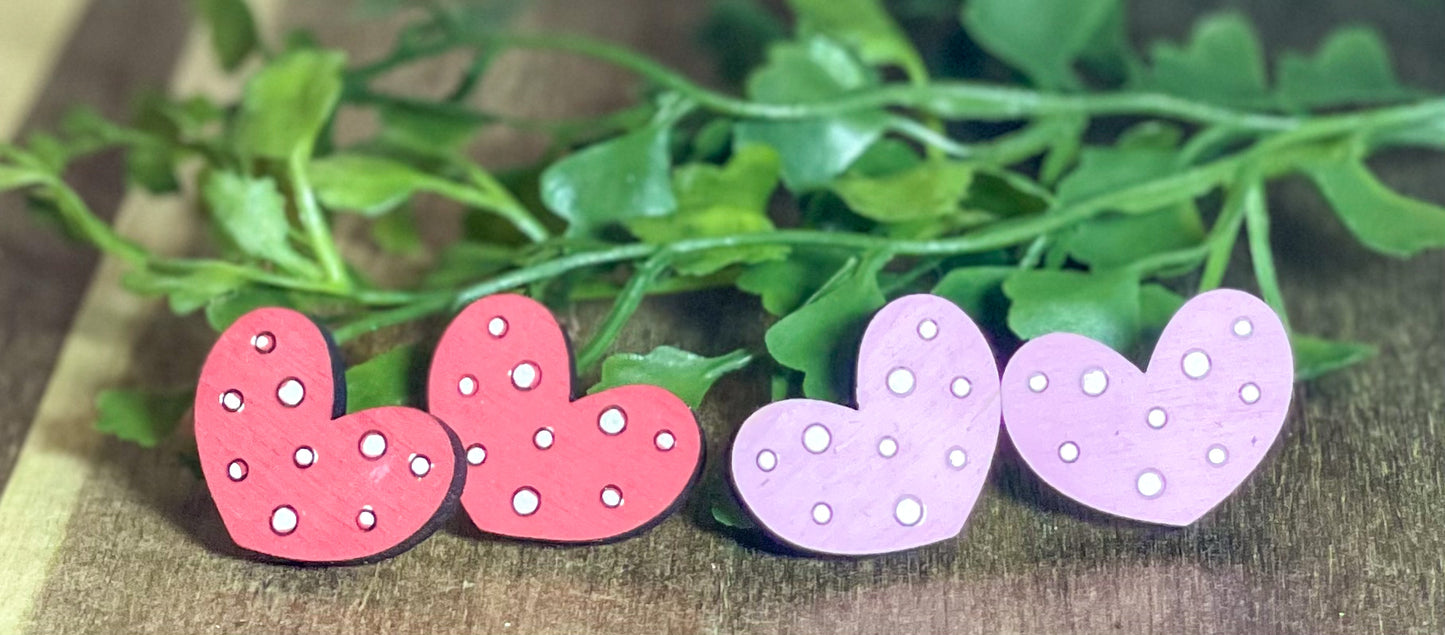 Polka Dotted Heart Studs