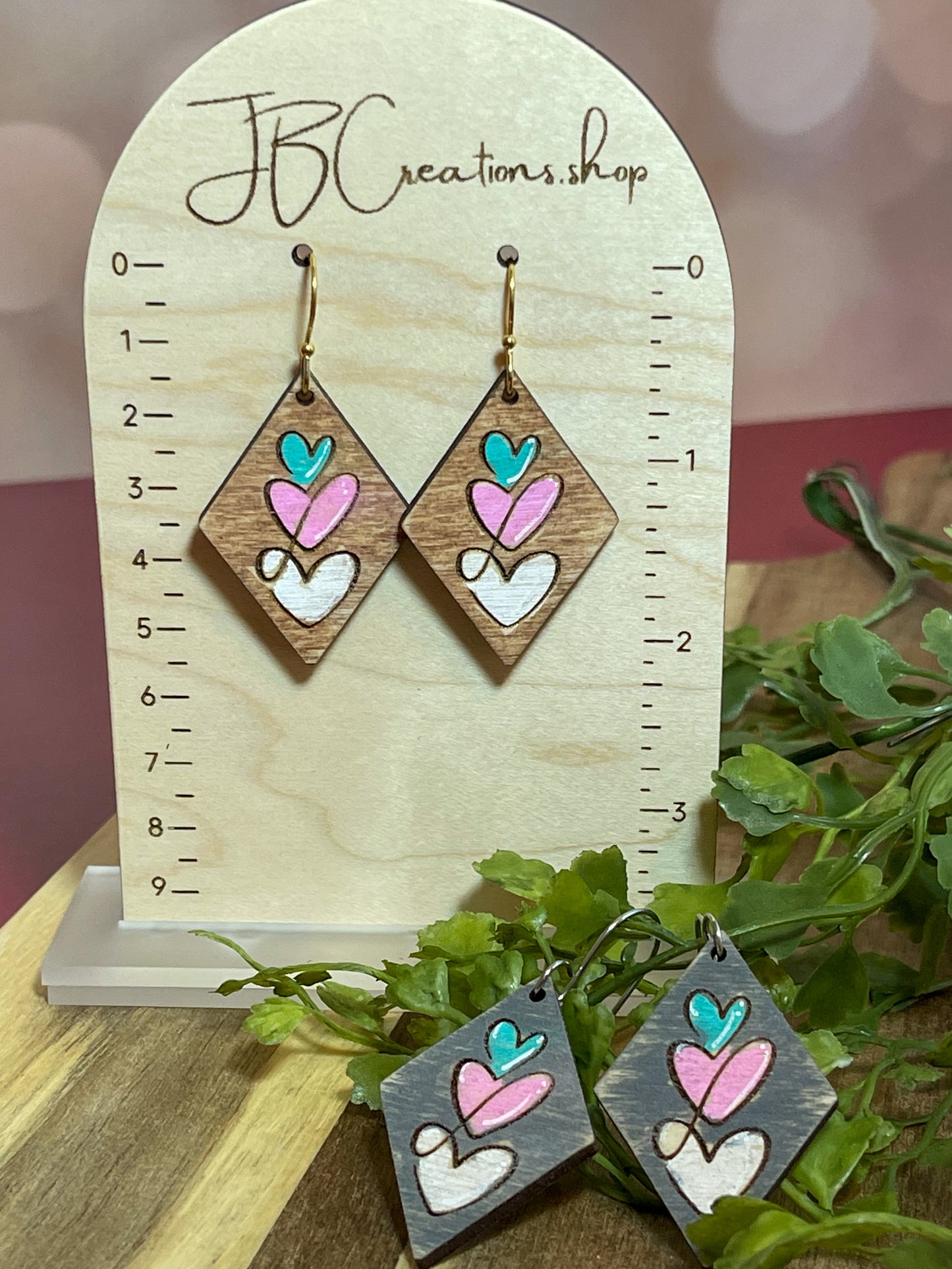 Three Heart Earrings