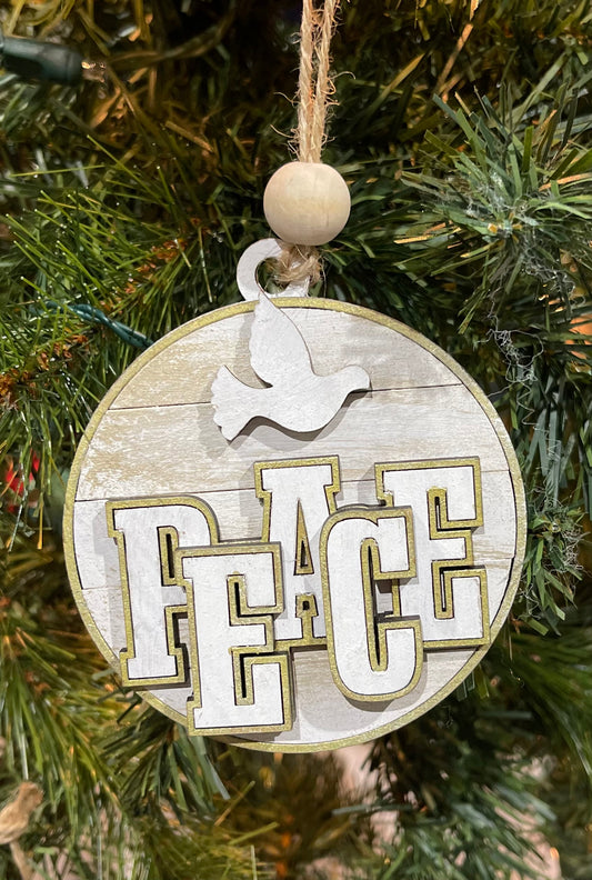 Peace Joy or Noel Ornament