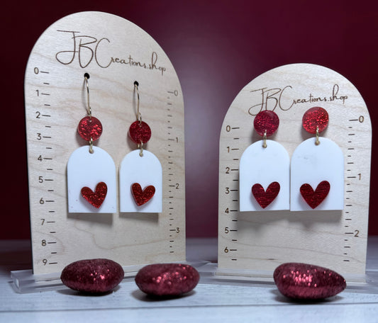 Red Heart Arch Earrings