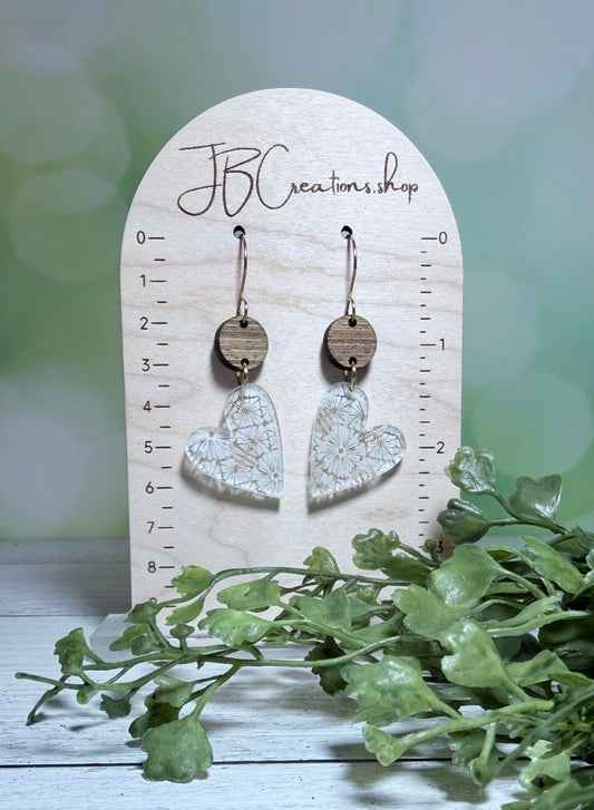 Wooden Heart Earrings